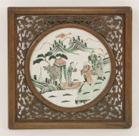 Lot 449 - A Chinese famille verte ceramic panel