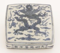Lot 460 - A blue and white scroll weight