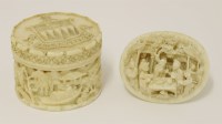 Lot 463 - A Chinese ivory circular box and cover