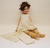 Lot 371 - A large early 20th Century Armand Marseille German bisque swivel headed doll