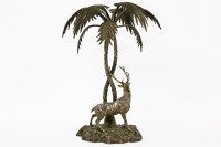 Lot 314 - A Victorian silver plated centrepiece in the form of a stag below a palm tree