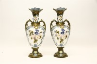 Lot 291 - A pair of early 20th century French majolica vases