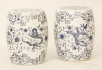 Lot 422 - A pair of Chinese blue and white porcelain garden seats