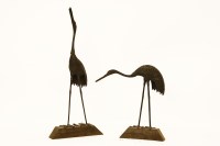 Lot 401 - A pair of bronzed models of cranes