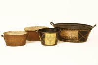 Lot 526 - Four toleware twin handled pans