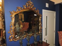 Lot 693 - A modern gilt framed over mantle mirror with pierced scrolling crest