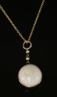 Lot 115 - An Edwardian single stone opal pendant