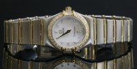 Lot 393 - A ladies bicolour Omega Constellation watch