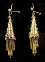 Lot 64 - A pair of Victorian gold Etruscan-style drop earrings
