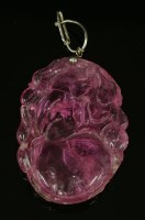 Lot 127 - A Chinese carved pink tourmaline pendant