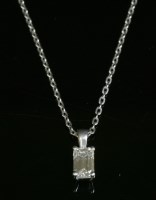 Lot 349 - A platinum single stone diamond pendant