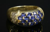Lot 346 - An Italian sapphire and diamond tapered band ring