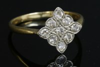 Lot 159 - An Art Deco diamond set lozenge cluster ring