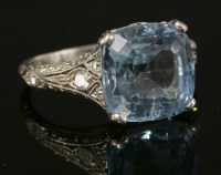 Lot 180 - An Art Deco single stone blue topaz ring