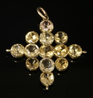 Lot 6 - A Georgian gold topaz and citrine cruciform lozenge-shaped pendant