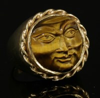 Lot 244 - A gold tiger's eye ring