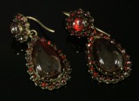 Lot 38 - A pair of Victorian Bohemian gilt metal garnet drop earrings