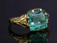 Lot 75 - A Victorian gold single stone emerald ring