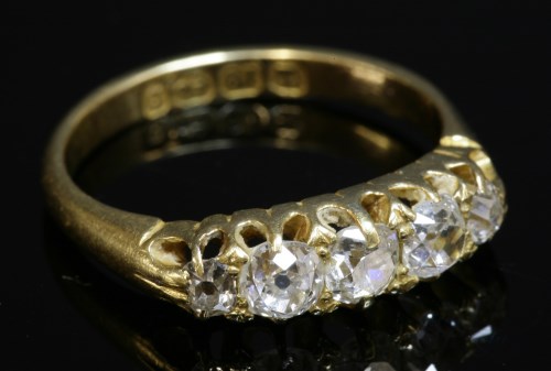 Lot 88 - An 18ct gold late Victorian five stone diamond ring
