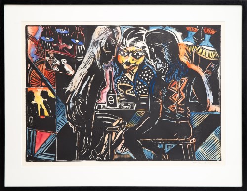 Lot 60 - Michael Rothenstein RA (1908-1993)
FRIENDS
Woodcut with hand colouring