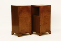 Lot 610 - A pair of burr walnut bedside cupboards