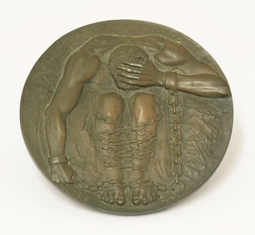 Lot 410 - Ian Rank-Broadley (b.1952)
'PRISONER OF CONSCIENCE'
Bronze medallion