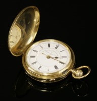 Lot 401 - An 18ct gold top wind chronograph hunter pocket watch