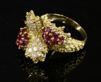 Lot 240 - An 18ct gold ruby and diamond spray-style ring
