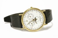 Lot 49 - A gentleman's gold plated Raymond Weil quartz strap watch