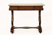 Lot 435 - Regency mahogany washstand with marble top on lyre supports