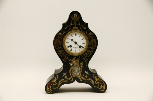 Lot 230 - A 19th century French ebonised and boullework mantel clock