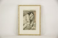 Lot 412 - Clifford Hall ROI NS (1904-1973) 
A WOMAN CURLED UP ON A SOFA 
Signed