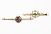 Lot 6 - A gold sapphire and split pearl bar brooch