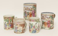 Lot 76 - Five Chinese export famille rose mugs