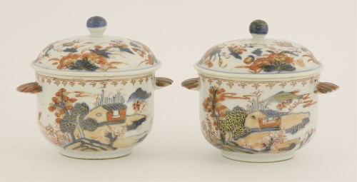 Lot 44 - A pair of Chinese export Imari bowls and covers