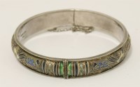 Lot 158 - A Chinese silver hinged bangle