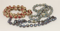 Lot 441 - Three Chinese cloisonné bead necklaces