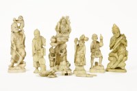 Lot 90 - A collection of Japanese ivory okimono 19/20th century