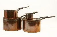 Lot 268 - Four copper lidded saucepans