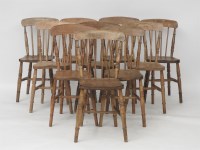 Lot 440 - Ten matched spindle back kitchen chairs