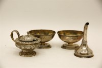 Lot 148 - Four Georgian silver items: a pair of oval salts