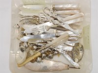Lot 72 - A group of silver and mother of pearl fish knives and forks