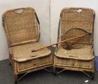 Lot 242 - A pair of Edwardian wicker folding fishing/conservatory seats