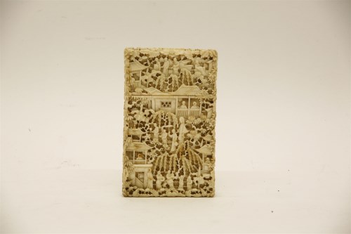 Lot 81 - A finely carved 19th century Cantonese ivory card case