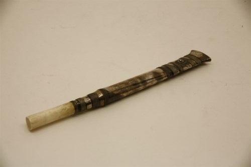 Lot 82 - A 19th century Burmese white metal and ivory Dha knife and scabbard