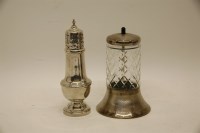 Lot 156 - A silver sugar caster with pierced top