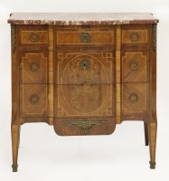 Lot 484 - A French walnut parquetry and inlaid commode