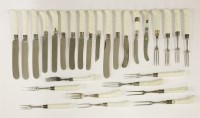 Lot 55 - White porcelain-handled cutlery