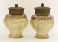 Lot 96 - A pair of salt-glazed jars