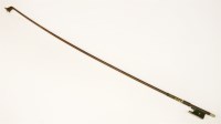 Lot 185 - A nickel-mounted violin bow
